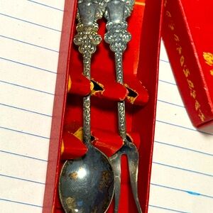 Ornate Swedish Silver Plate Spoon and Fork Set